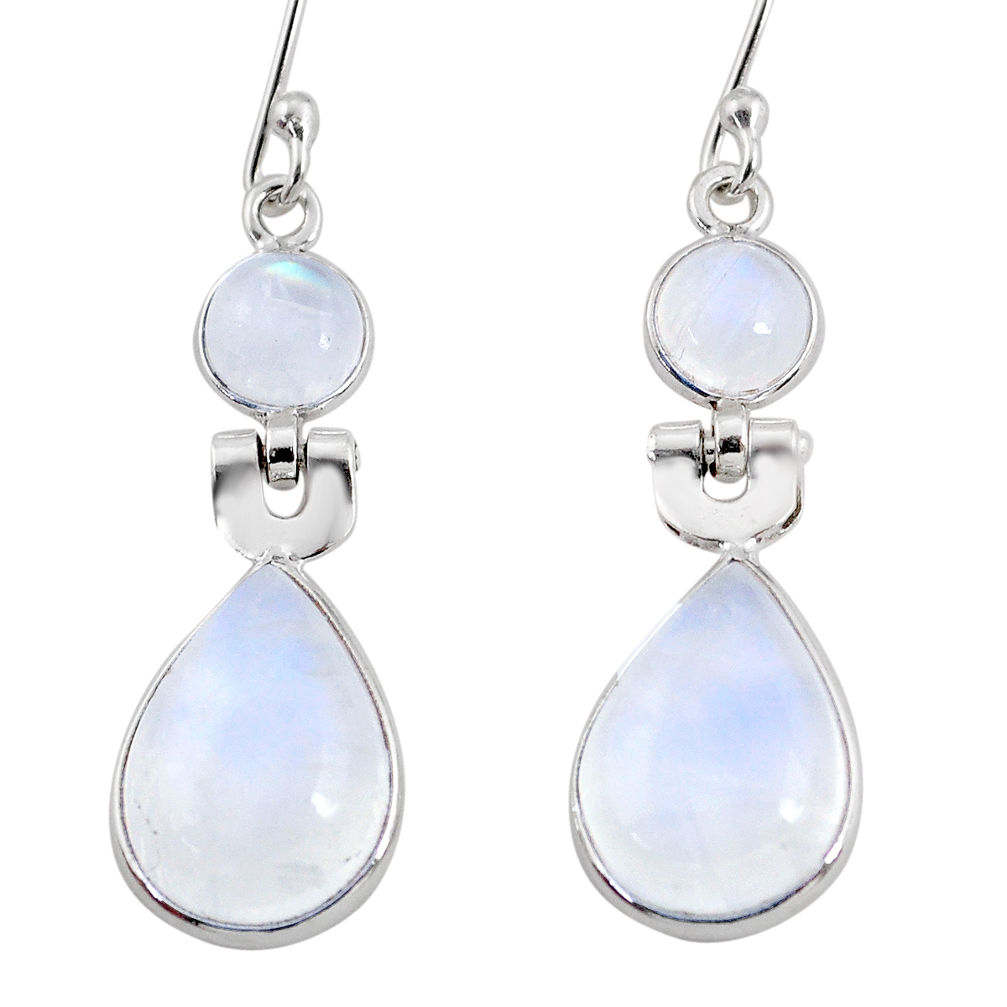 11.17cts natural rainbow moonstone 925 sterling silver dangle earrings r64004
