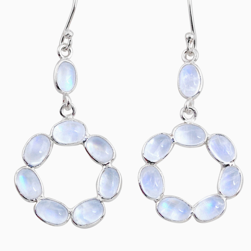 11.22cts natural rainbow moonstone 925 sterling silver dangle earrings r64025