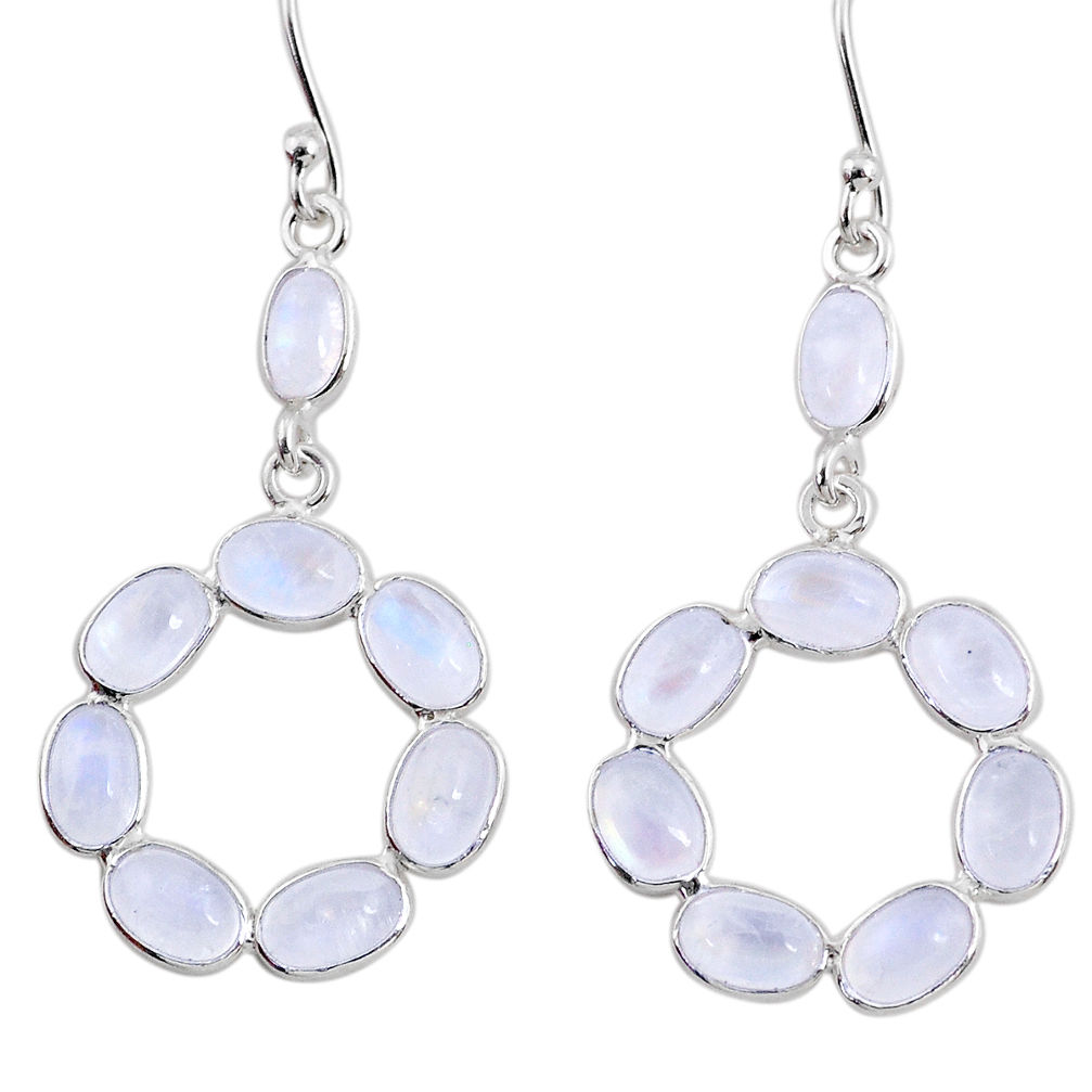 11.22cts natural rainbow moonstone 925 sterling silver dangle earrings r64028