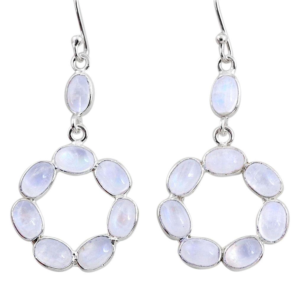 11.69cts natural rainbow moonstone 925 sterling silver dangle earrings r64035