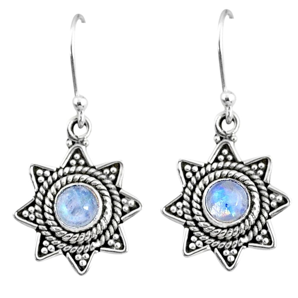 2.67cts natural rainbow moonstone 925 sterling silver dangle earrings r65113