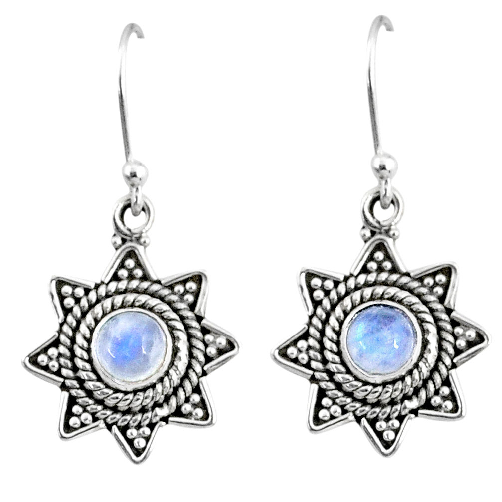 2.61cts natural rainbow moonstone 925 sterling silver dangle earrings r65119