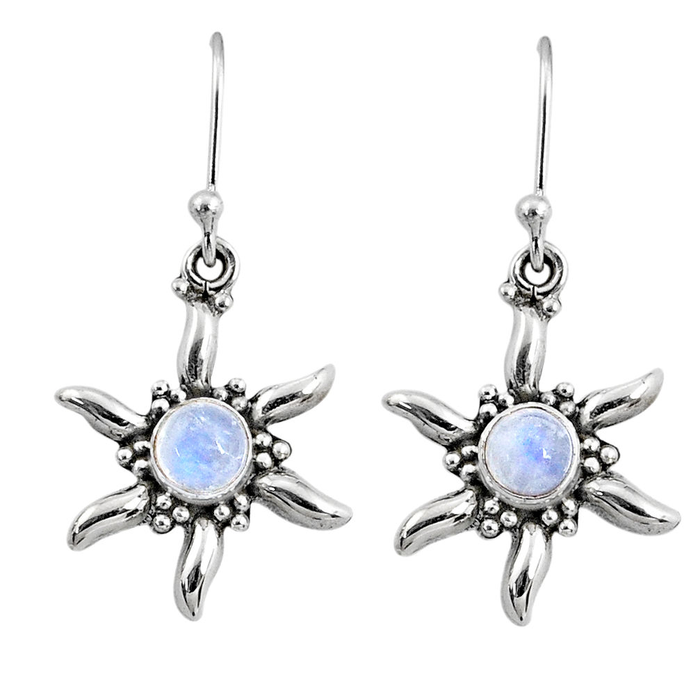 2.62cts natural rainbow moonstone 925 sterling silver dangle earrings r65120