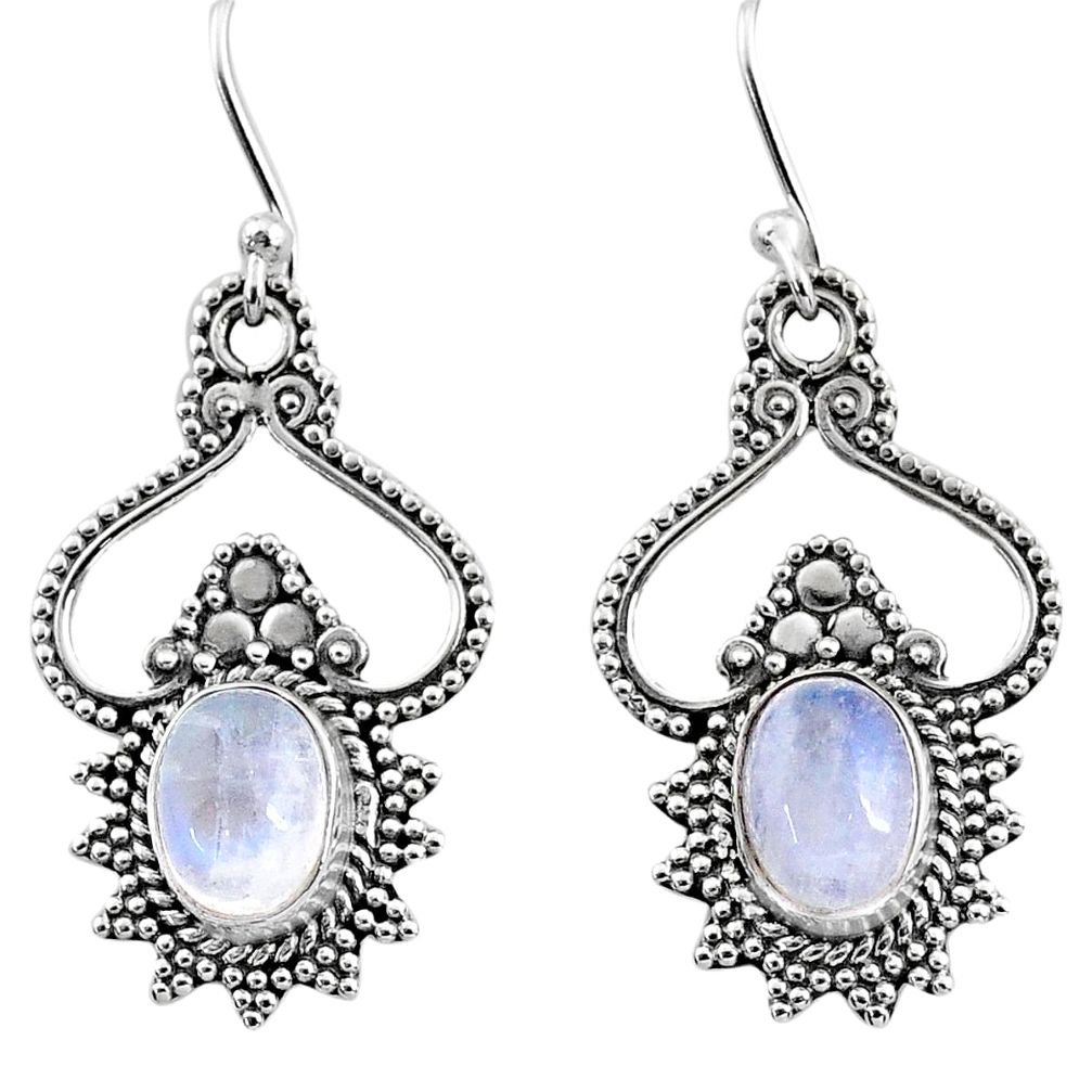 4.73cts natural rainbow moonstone 925 sterling silver dangle earrings r65146