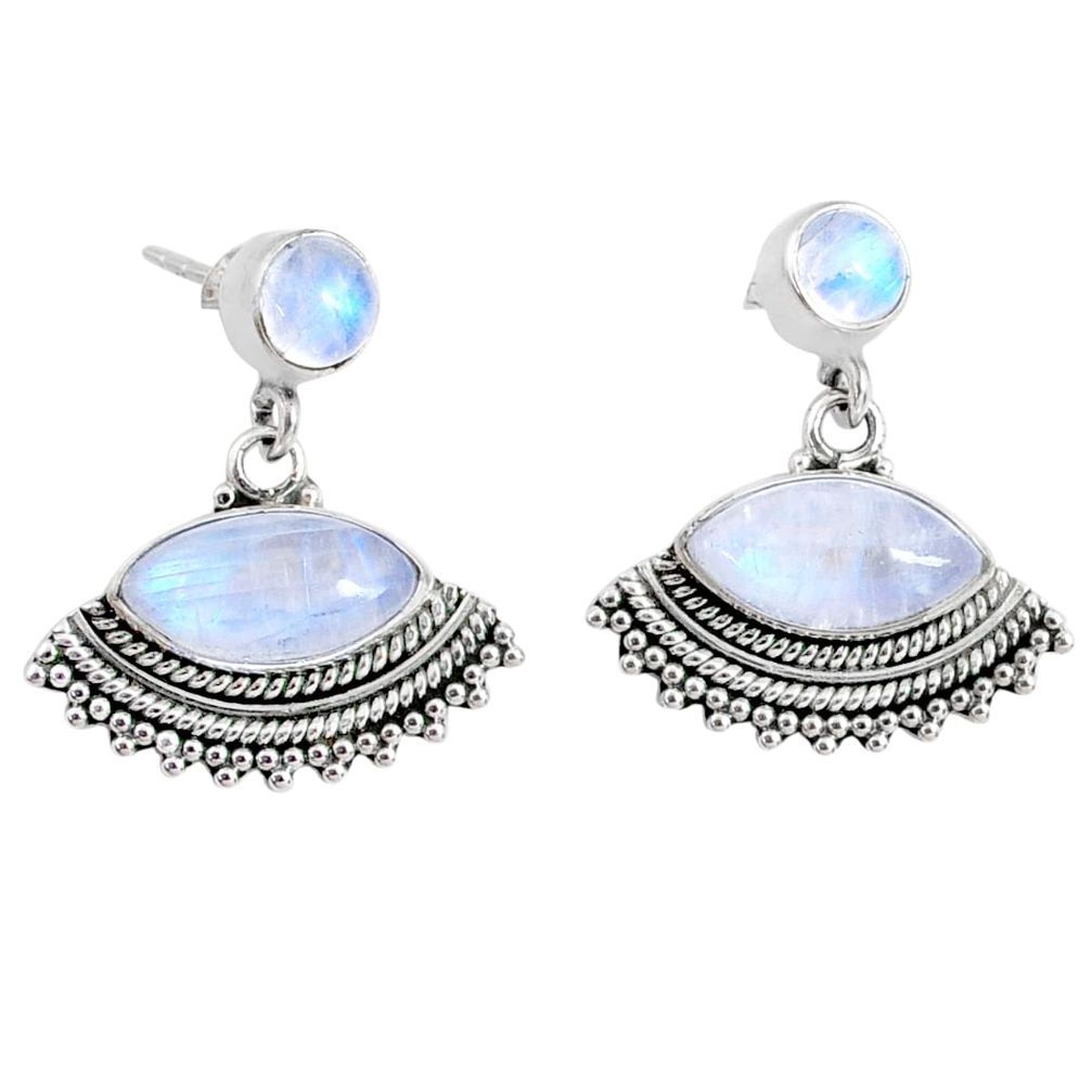 10.02cts natural rainbow moonstone 925 sterling silver dangle earrings r66591