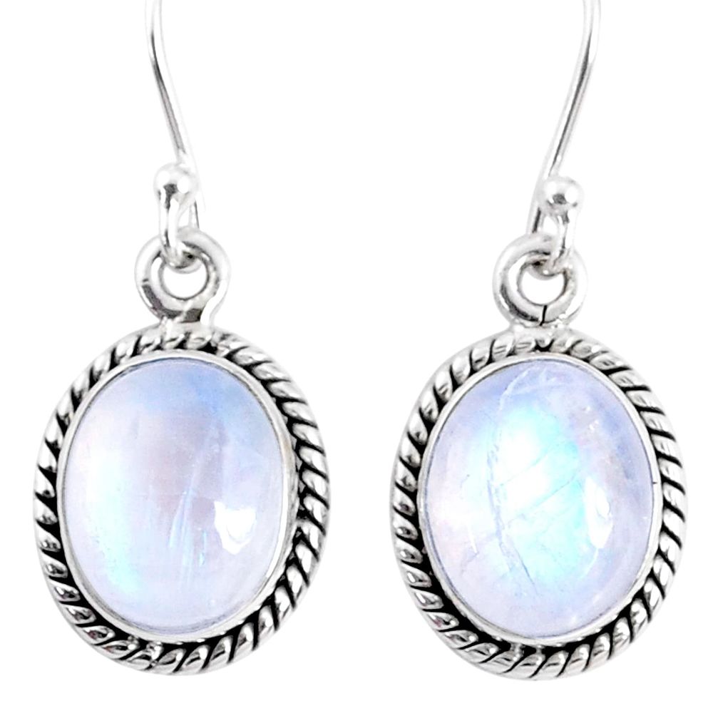7.97cts natural rainbow moonstone 925 sterling silver dangle earrings r66741