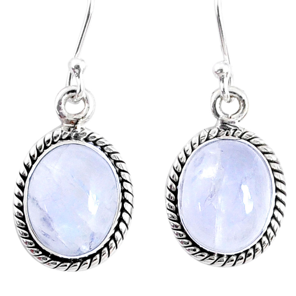 8.26cts natural rainbow moonstone 925 sterling silver dangle earrings r66748