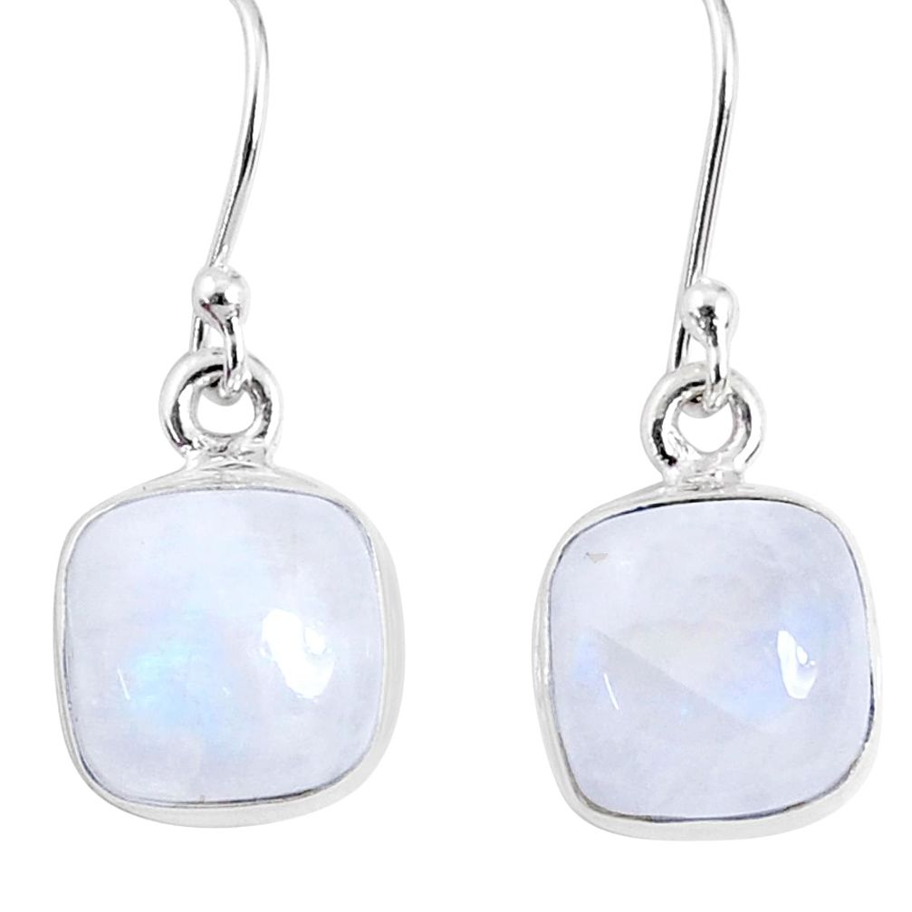 9.39cts natural rainbow moonstone 925 sterling silver dangle earrings r66783