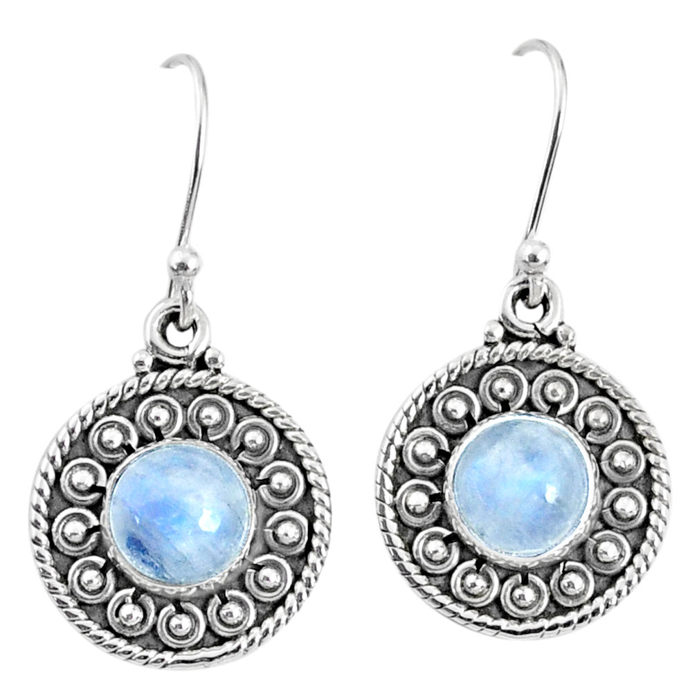 5.12cts natural rainbow moonstone 925 sterling silver dangle earrings r67113