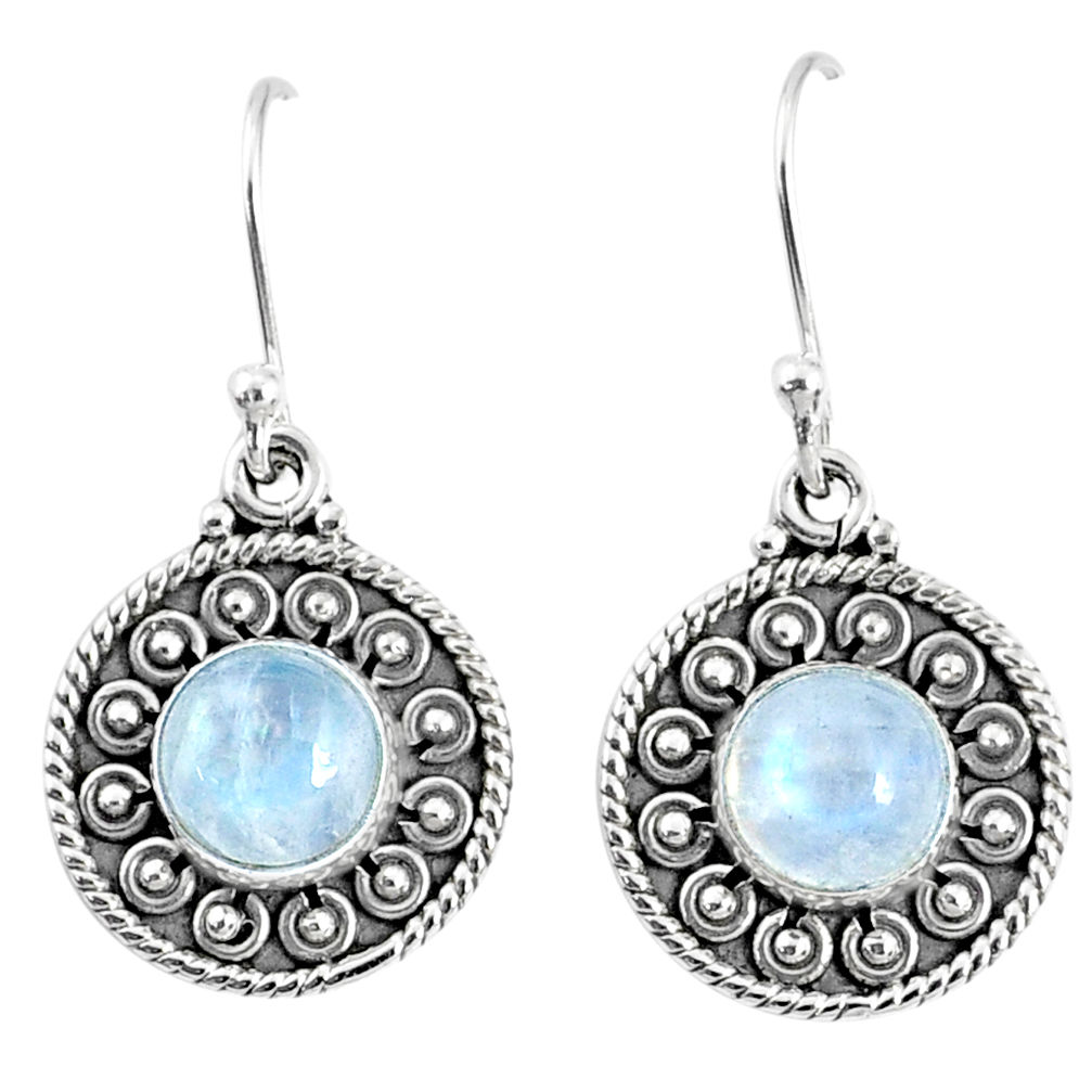 4.94cts natural rainbow moonstone 925 sterling silver dangle earrings r67115