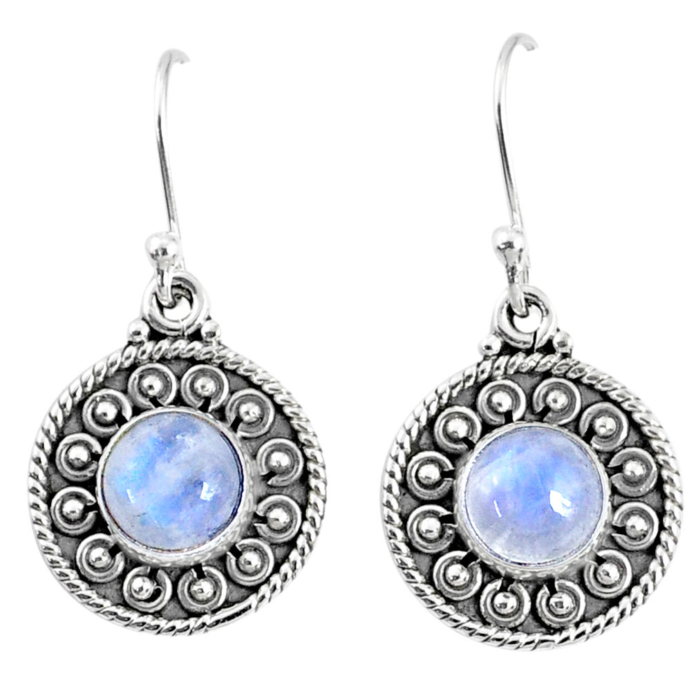 6.95cts natural rainbow moonstone 925 sterling silver dangle earrings r67129