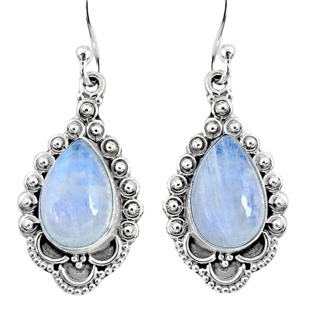 9.05cts natural rainbow moonstone 925 sterling silver dangle earrings r67160