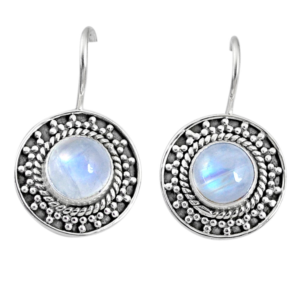 5.56cts natural rainbow moonstone 925 sterling silver dangle earrings r67194