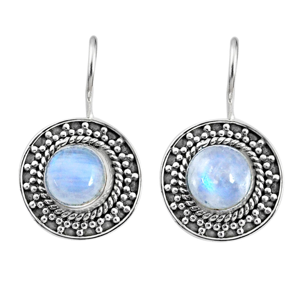 5.07cts natural rainbow moonstone 925 sterling silver dangle earrings r67209