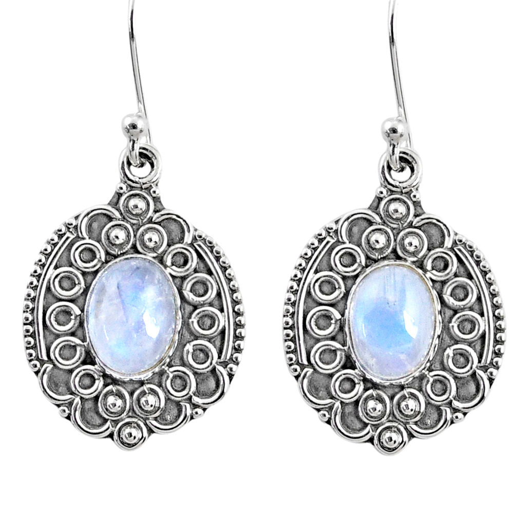 4.19cts natural rainbow moonstone 925 sterling silver dangle earrings r67214