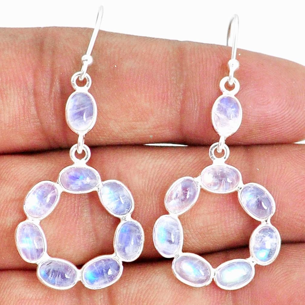 11.23cts natural rainbow moonstone 925 sterling silver dangle earrings r69297