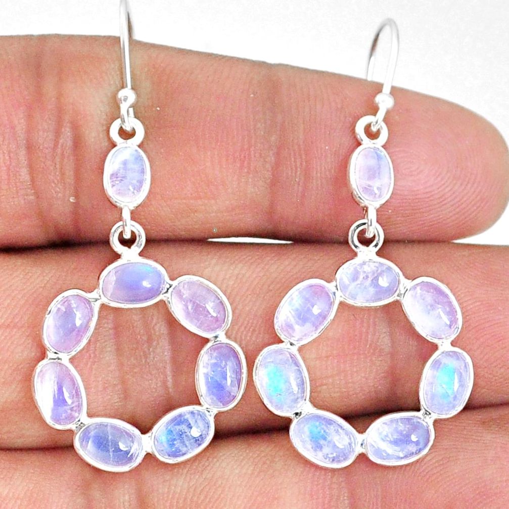 10.70cts natural rainbow moonstone 925 sterling silver dangle earrings r69299