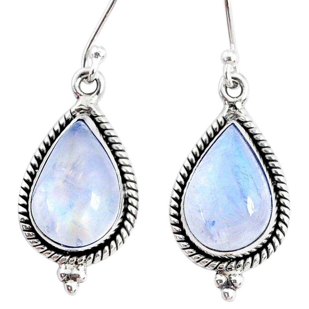10.29cts natural rainbow moonstone 925 sterling silver dangle earrings r74877