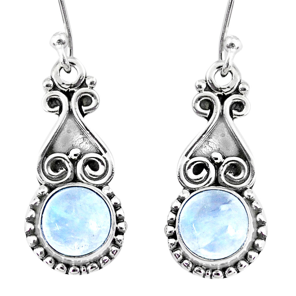 5.36cts natural rainbow moonstone 925 sterling silver dangle earrings r74920