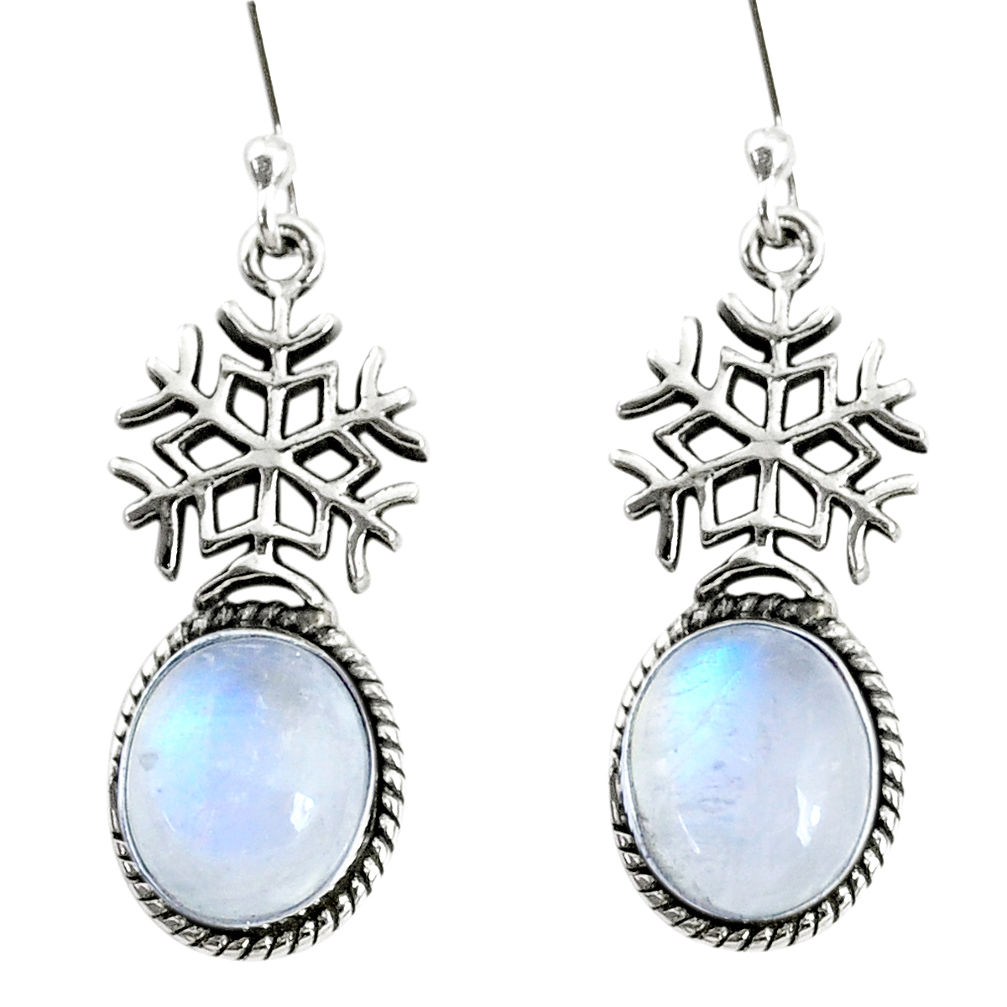 8.75cts natural rainbow moonstone 925 sterling silver dangle earrings r74954