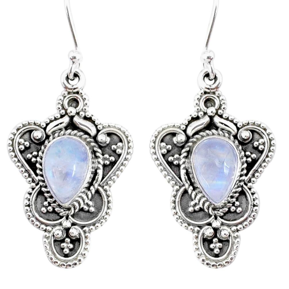 5.43cts natural rainbow moonstone 925 sterling silver dangle earrings r75000
