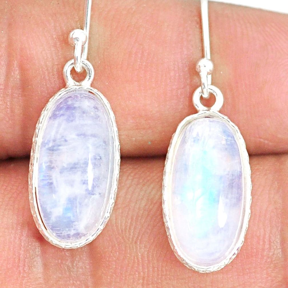 10.61cts natural rainbow moonstone 925 sterling silver dangle earrings r83678