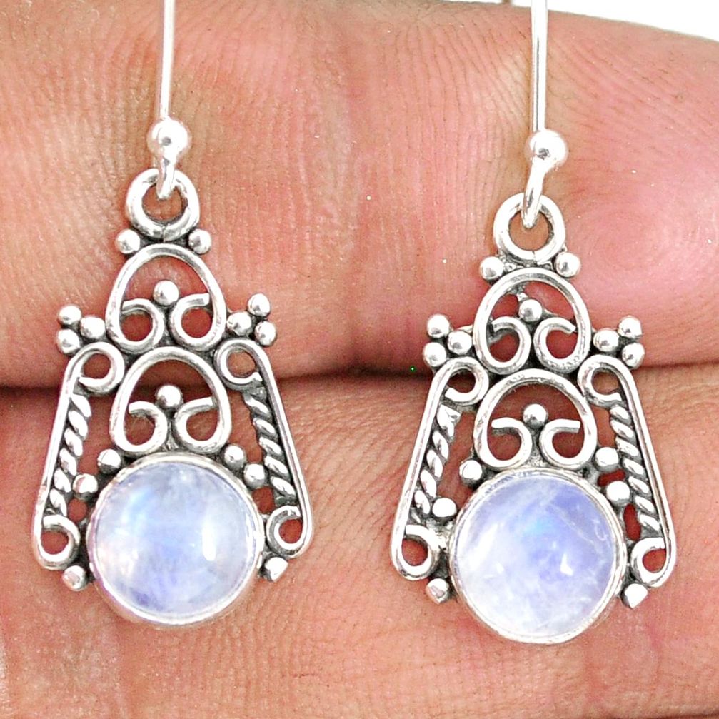 5.80cts natural rainbow moonstone 925 sterling silver dangle earrings r84105