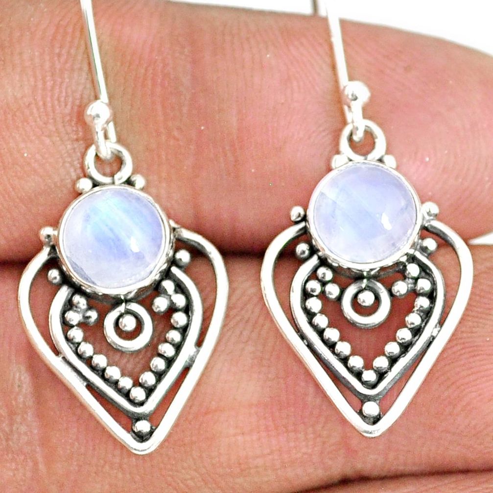 5.17cts natural rainbow moonstone 925 sterling silver dangle earrings r84113