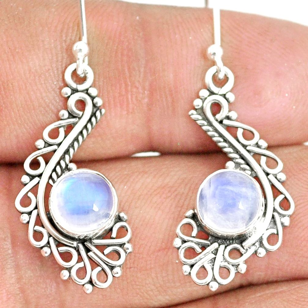 4.84cts natural rainbow moonstone 925 sterling silver dangle earrings r84126