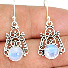 Clearance Sale- 4.52cts natural rainbow moonstone 925 sterling silver dangle earrings r84131
