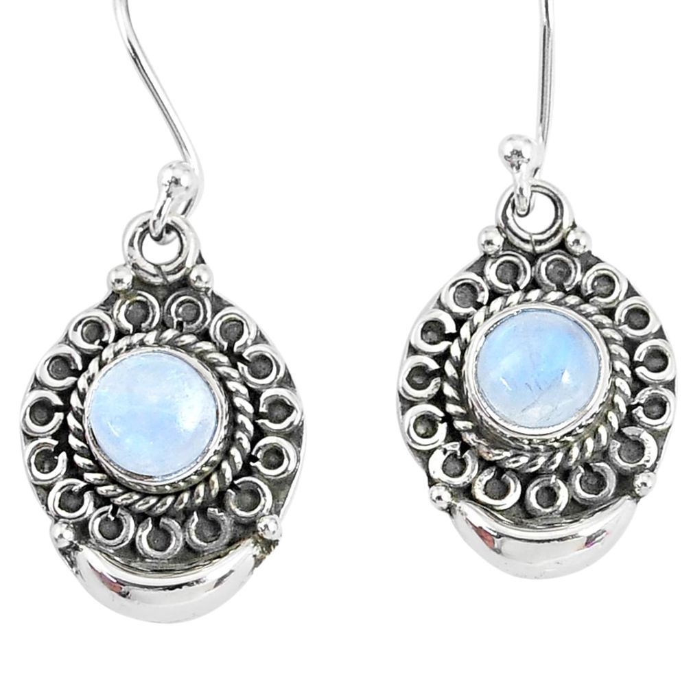 2.57cts natural rainbow moonstone 925 sterling silver dangle earrings r89315