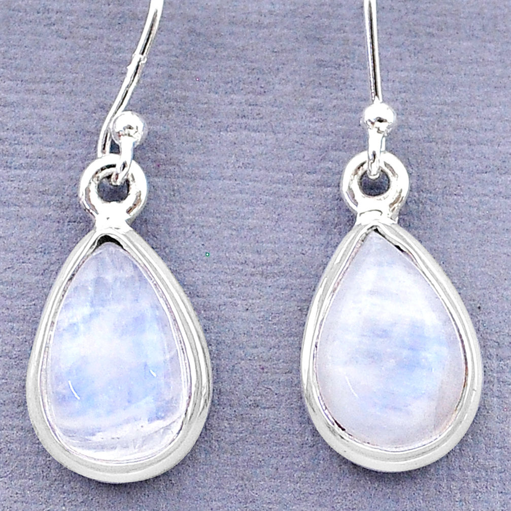 8.26cts natural rainbow moonstone 925 sterling silver dangle earrings t13954