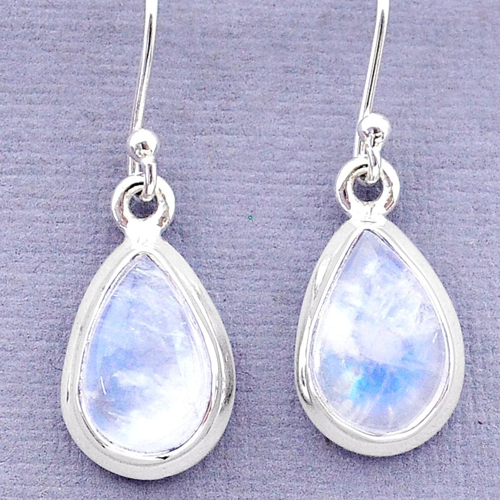 7.85cts natural rainbow moonstone 925 sterling silver dangle earrings t13960