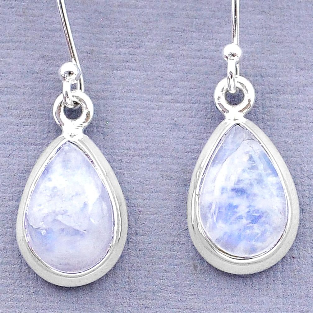 7.85cts natural rainbow moonstone 925 sterling silver dangle earrings t13969