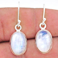 8.80cts natural rainbow moonstone 925 sterling silver dangle earrings t15921