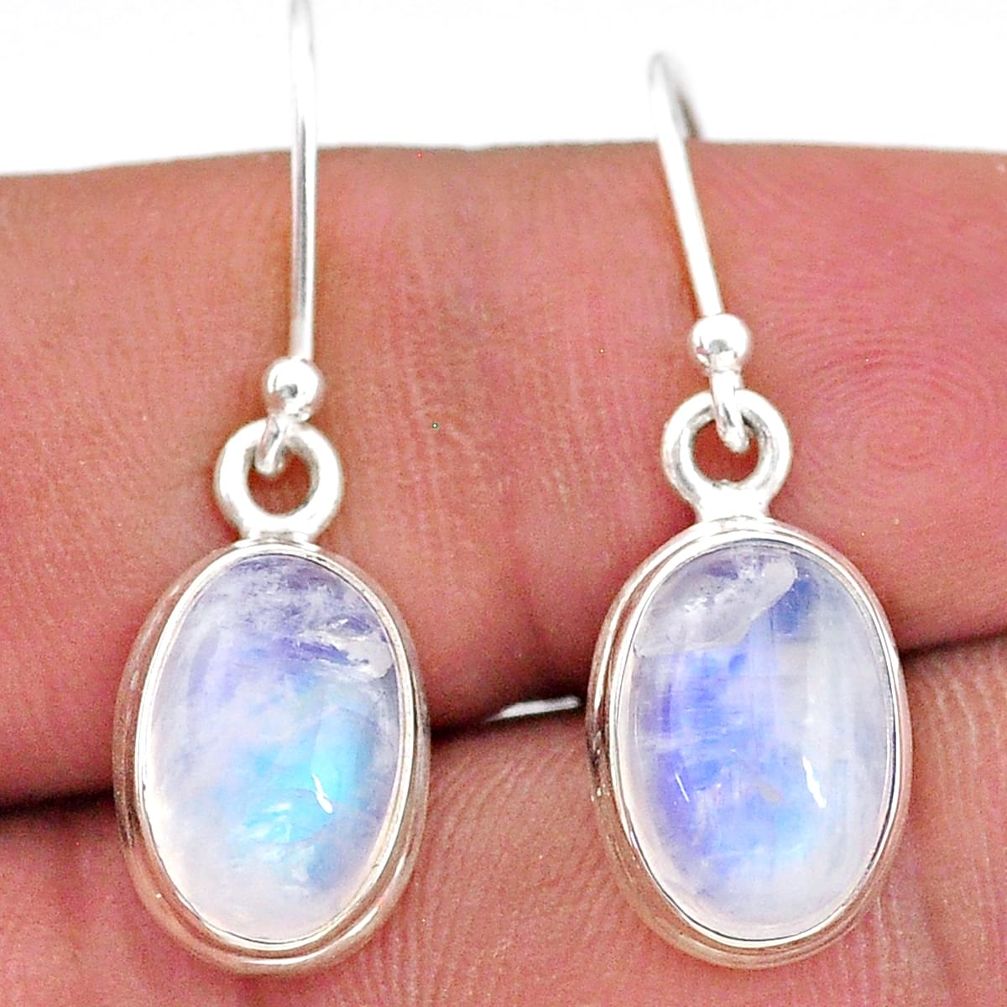 8.51cts natural rainbow moonstone 925 sterling silver dangle earrings t15940