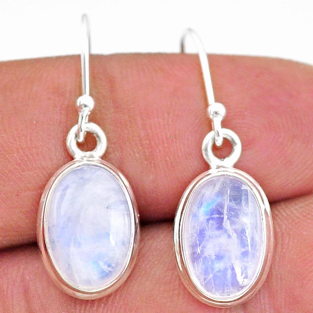 8.87cts natural rainbow moonstone 925 sterling silver dangle earrings t15951