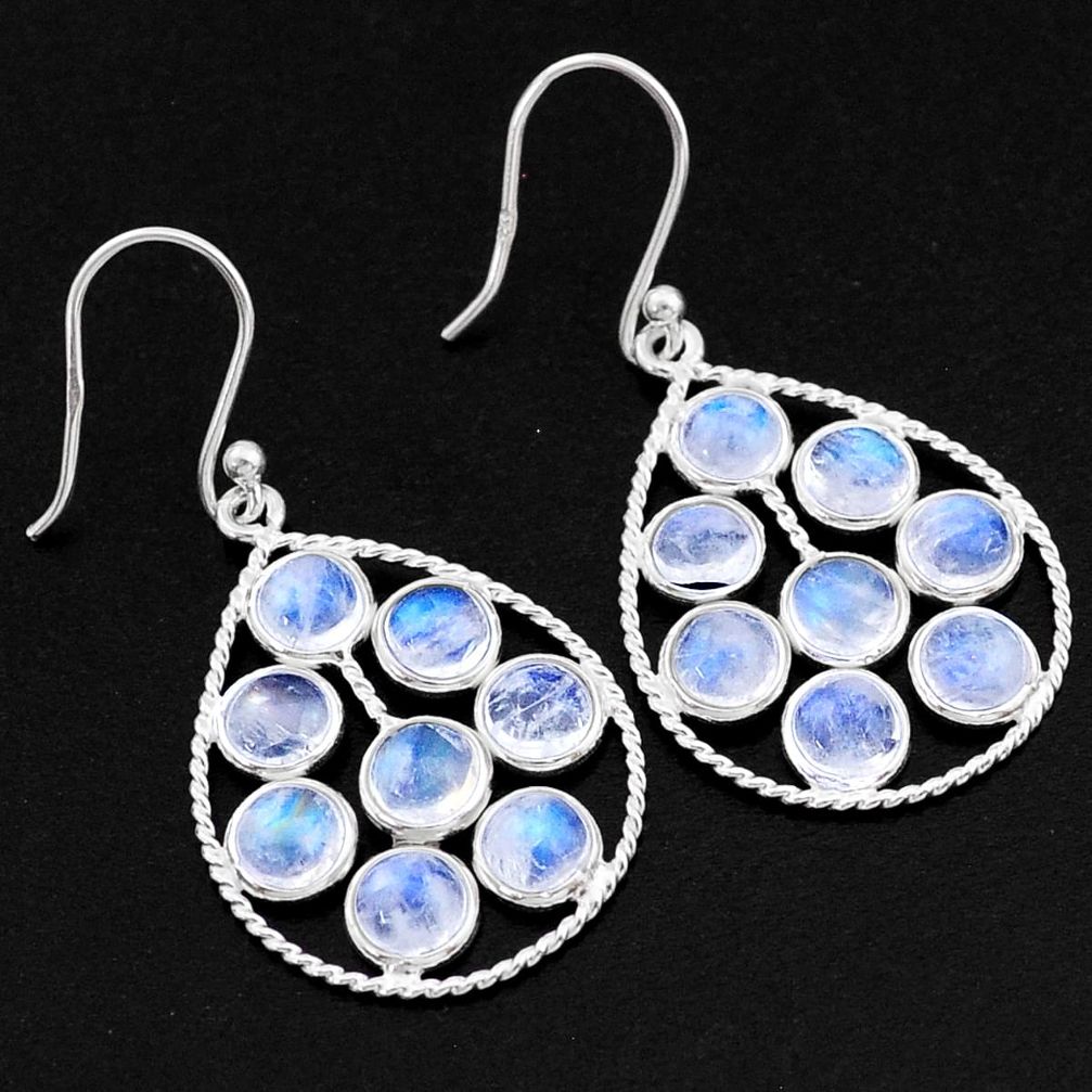 11.17cts natural rainbow moonstone 925 sterling silver dangle earrings t1789