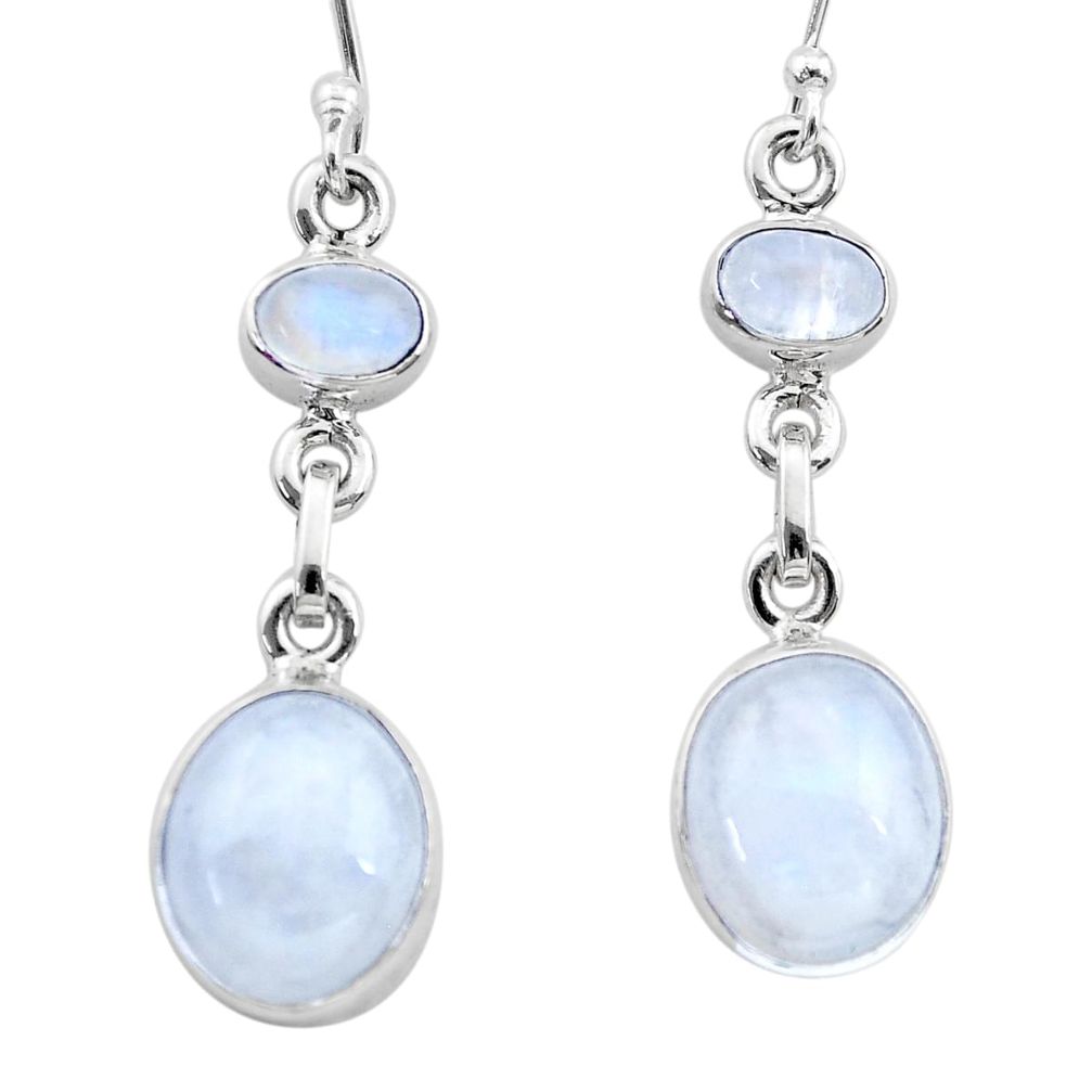 10.60cts natural rainbow moonstone 925 sterling silver dangle earrings t19805
