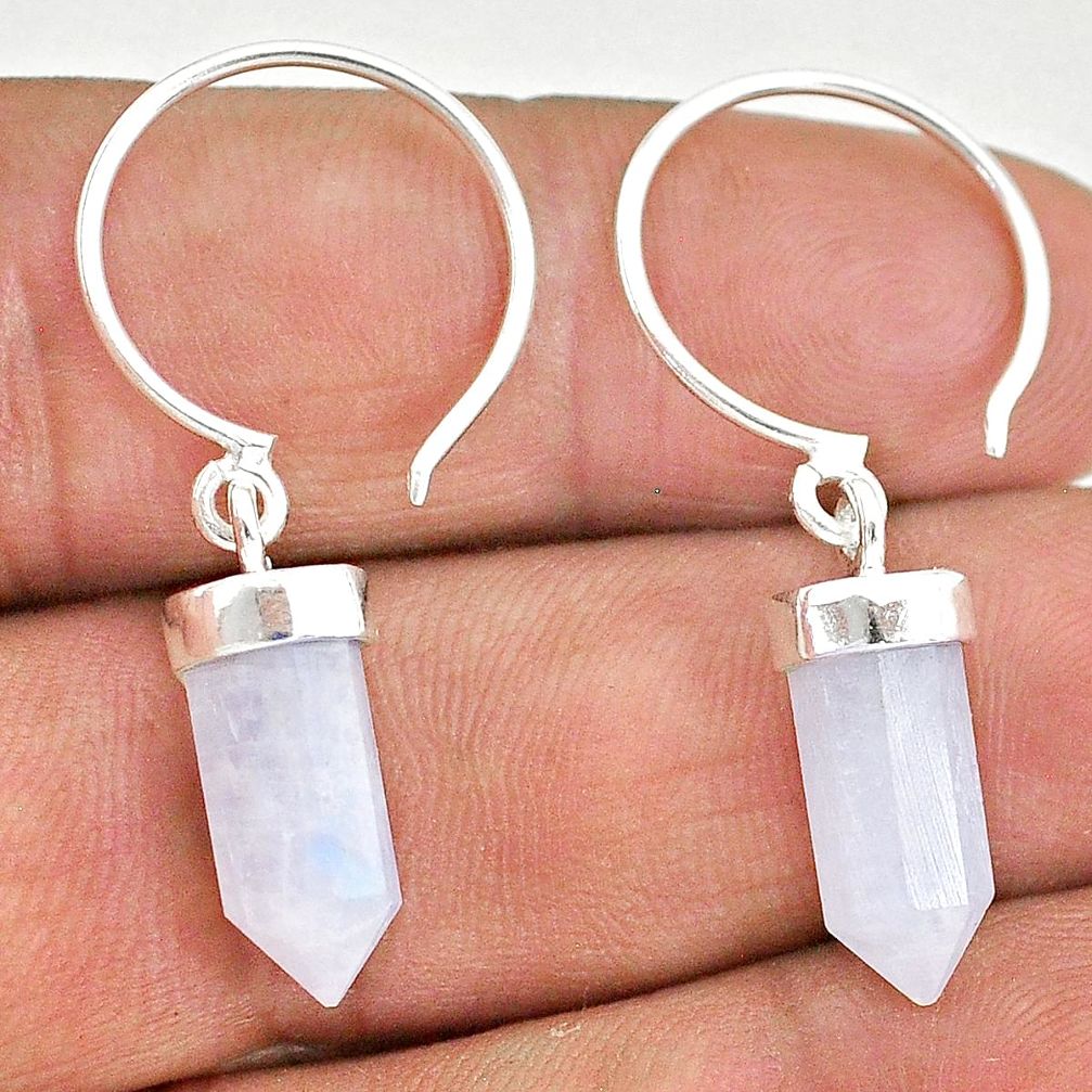 8.76cts natural rainbow moonstone 925 sterling silver dangle earrings t20612