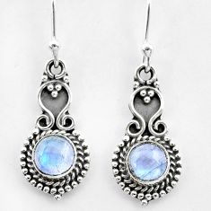 2.28cts natural rainbow moonstone 925 sterling silver dangle earrings t26808