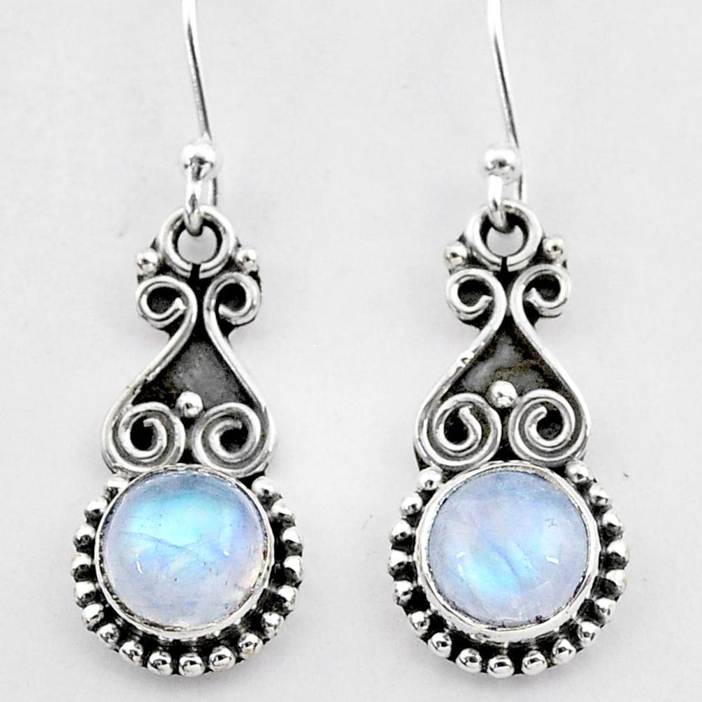 2.55cts natural rainbow moonstone 925 sterling silver dangle earrings t26930