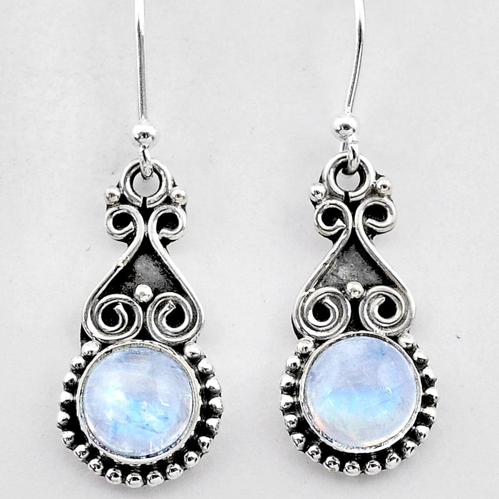 2.53cts natural rainbow moonstone 925 sterling silver dangle earrings t26934