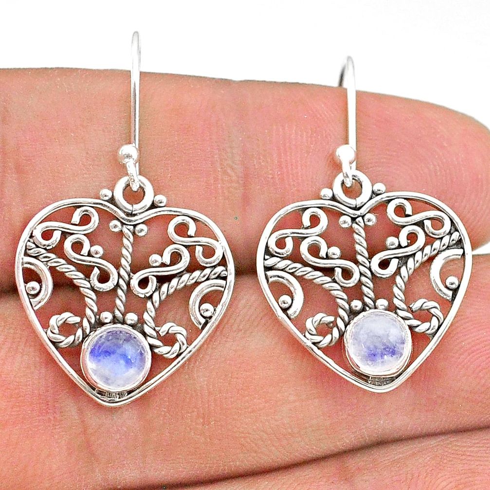 2.14cts natural rainbow moonstone 925 sterling silver dangle earrings t28197