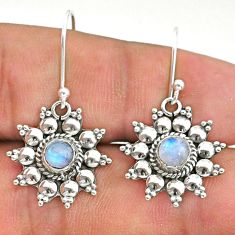 1.83cts natural rainbow moonstone 925 silver dangle earrings t34220