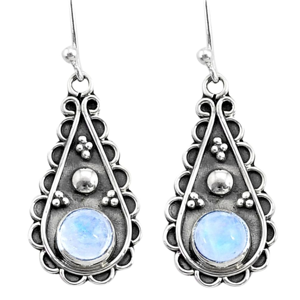 1.79cts natural rainbow moonstone 925 sterling silver dangle earrings t35995