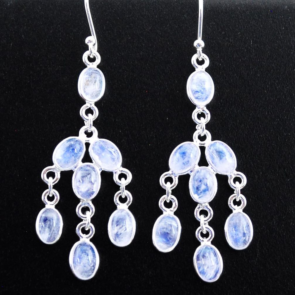 11.67cts natural rainbow moonstone 925 sterling silver dangle earrings t37437