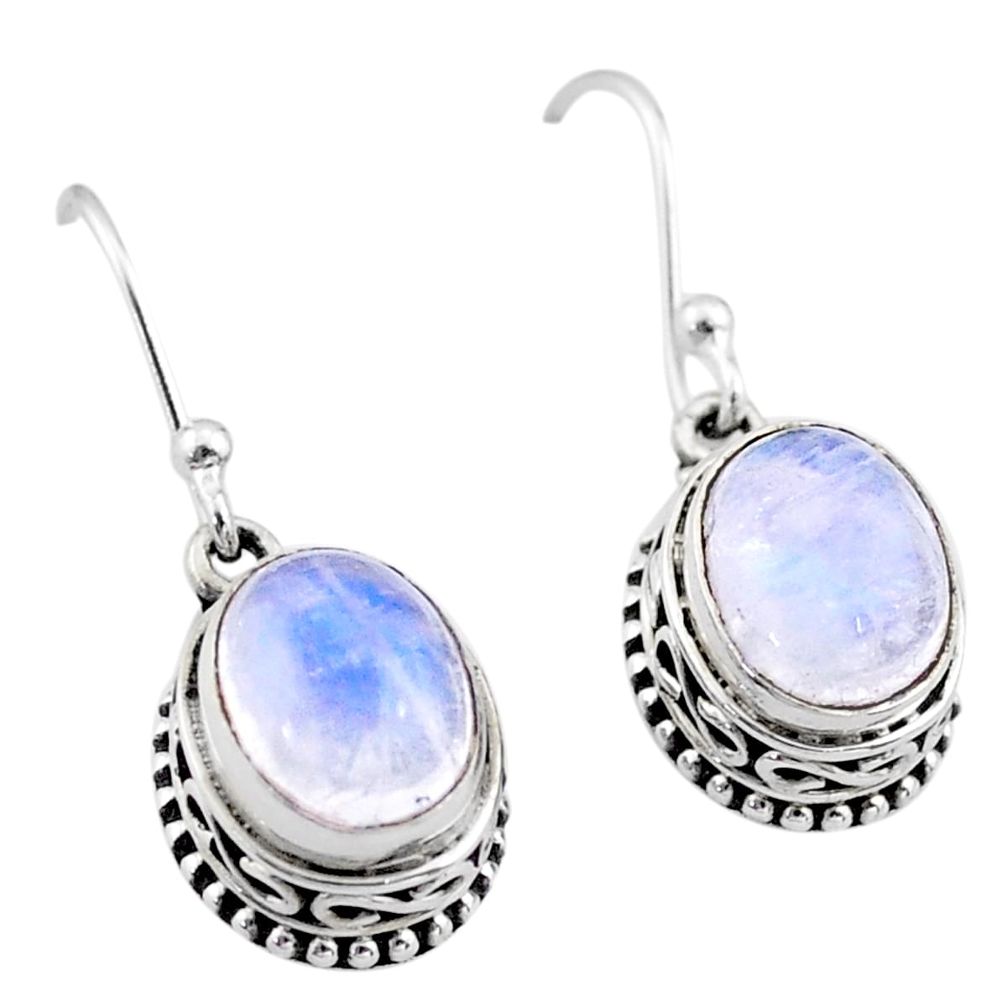 6.10cts natural rainbow moonstone 925 sterling silver dangle earrings t46839