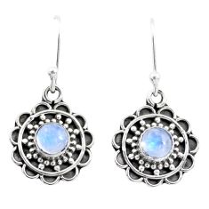 1.88cts natural rainbow moonstone 925 sterling silver dangle earrings t76733