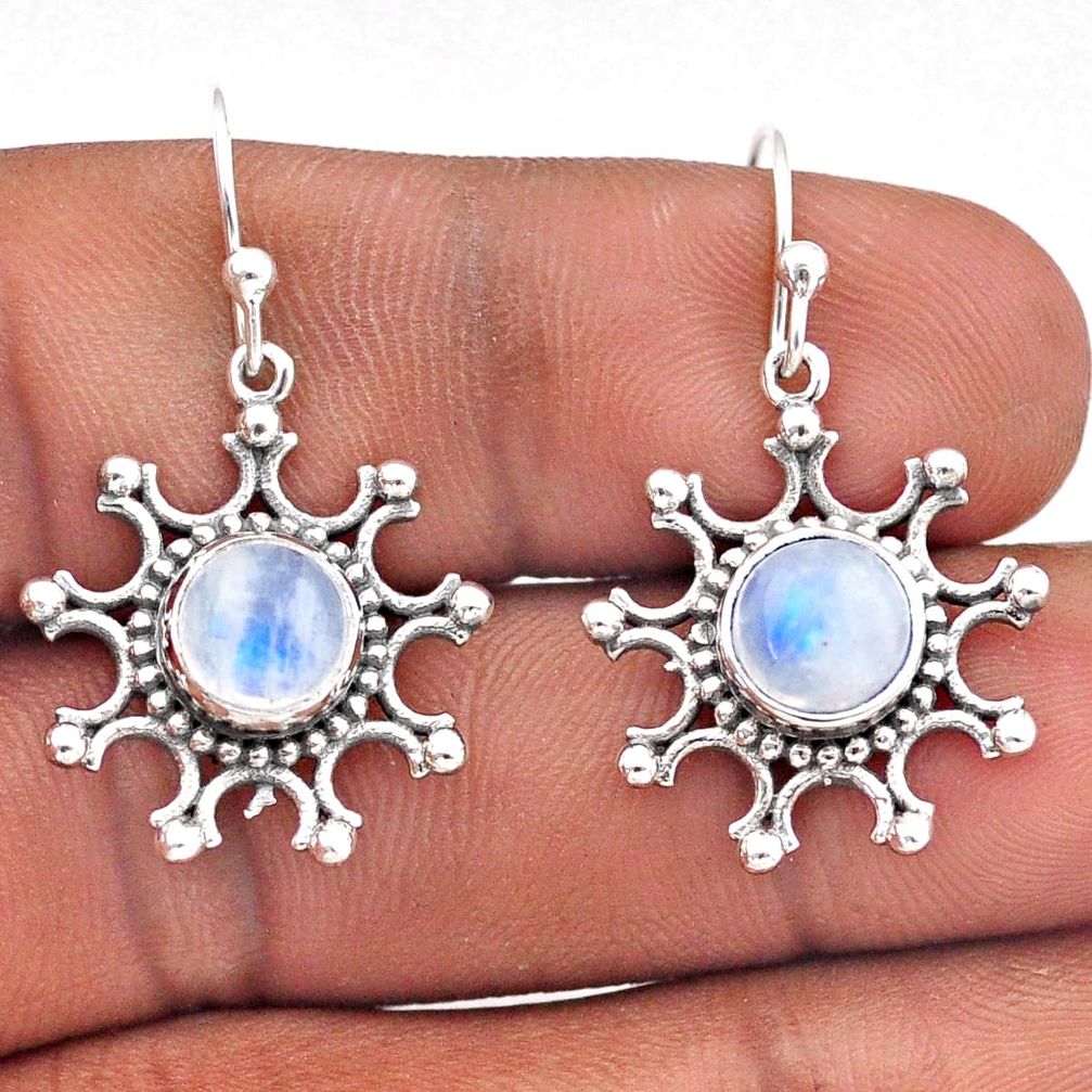 5.53cts natural rainbow moonstone 925 sterling silver dangle earrings t86217